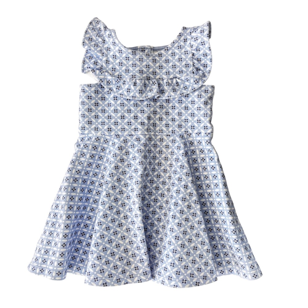 Janie and Jack Girls Summer Dress Size 2T Coastal Mediterranean Blue White Excel